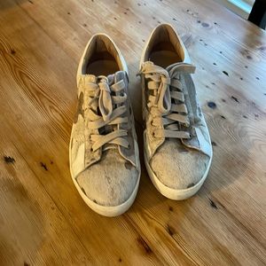 Chocolate Blue faux cow hide sneakers